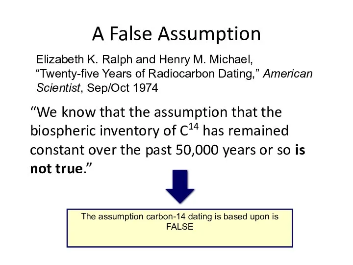 A False Assumption “We know that the assumption that the biospheric