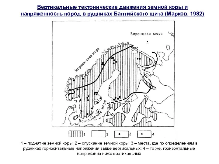 Вертикальные тектонические движения земной коры и напряженность пород в рудниках Балтийского