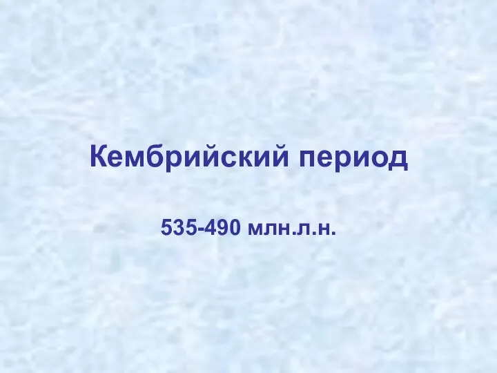 Кембрийский период 535-490 млн.л.н.