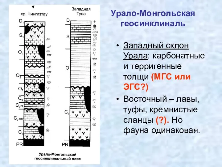 Урало-Монгольская геосинклиналь Западный склон Урала: карбонатные и терригенные толщи (МГС или