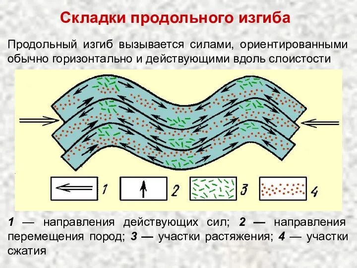 Складки продольного изгиба Продольный изгиб вызывается силами, ориентированными обычно горизонтально и