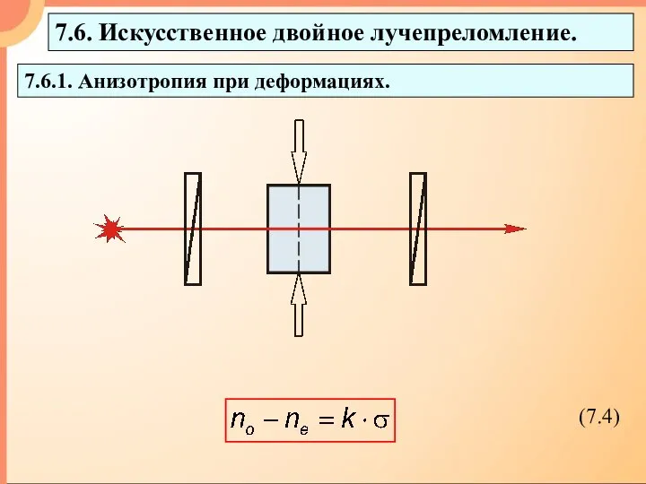 7.6. Искусственное двойное лучепреломление. 7.6.1. Анизотропия при деформациях.