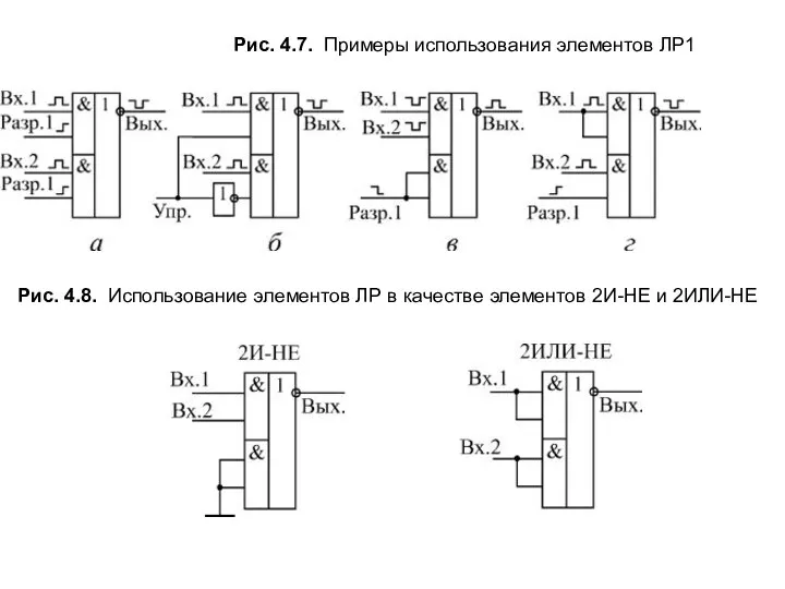 Рис. 4.7. Примеры использования элементов ЛР1 Рис. 4.8. Использование элементов ЛР