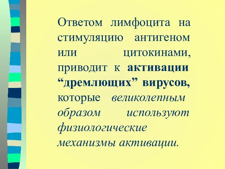 Ответом лимфоцита на стимуляцию антигеном или цитокинами, приводит к активации “дремлющих”