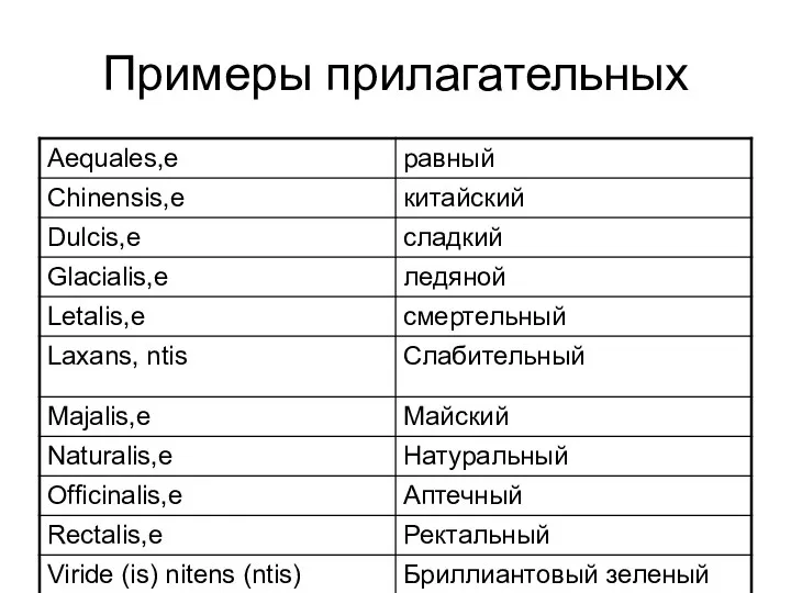 Примеры прилагательных