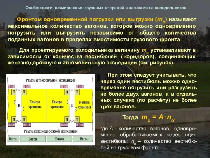 Особенности нормирования грузовых операций с вагонами на холодильниках Фронтом одновременной погрузки