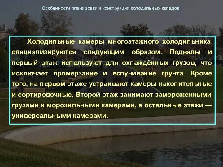 Особенности планировки и конструкции холодильных складов Холодильные камеры многоэтажного холодильника специализируются