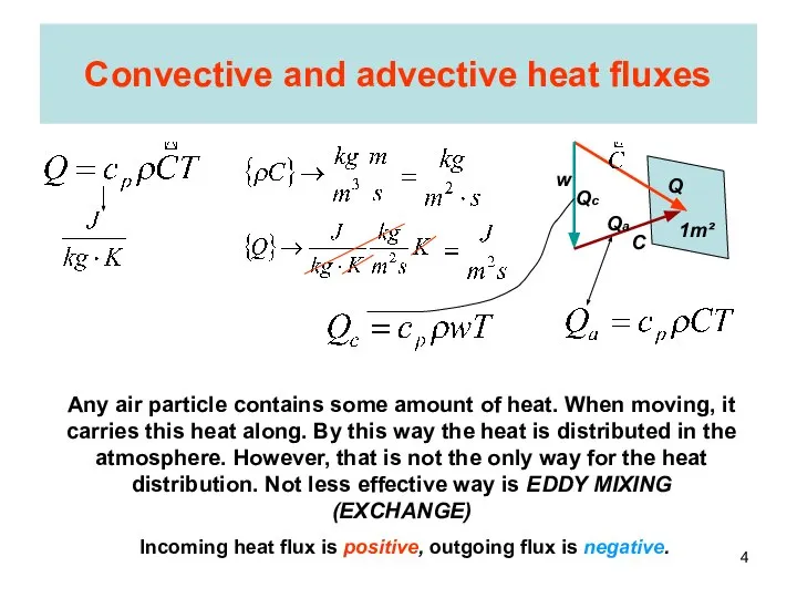 Convective and advective heat fluxes Any air particle contains some amount