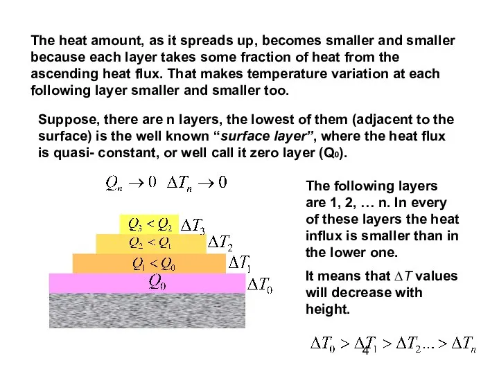 The heat amount, as it spreads up, becomes smaller and smaller