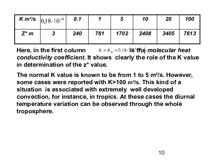 Here, in the first column is the molecular heat conductivity coefficient.
