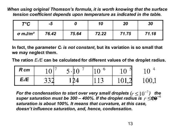 When using original Thomson’s formula, it is worth knowing that the