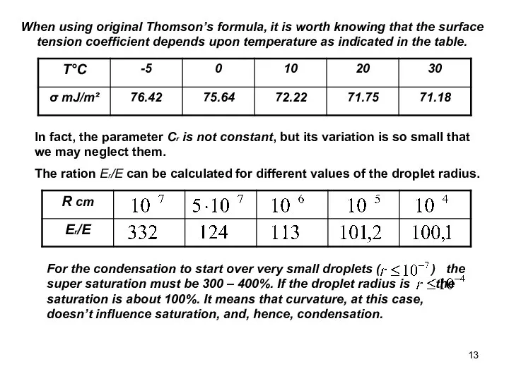 When using original Thomson’s formula, it is worth knowing that the