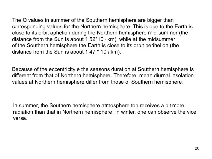 The Q values in summer of the Southern hemisphere are bigger