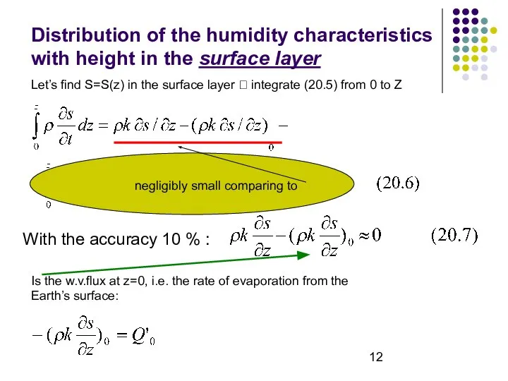 Distribution of the humidity characteristics with height in the surface layer