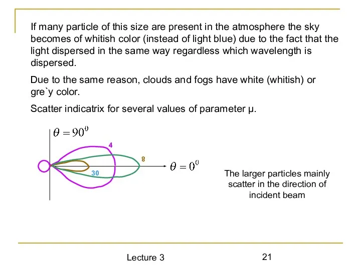 Lecture 3 If many particle of this size are present in