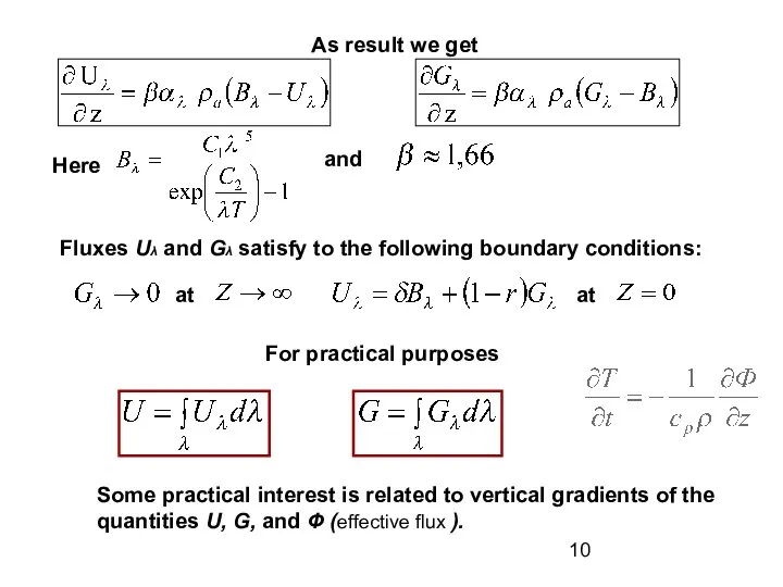 As result we get Here and Fluxes Uλ and Gλ satisfy