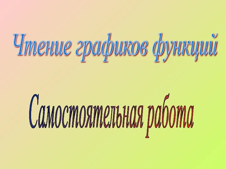 Чтение графиков функций Самостоятельная работа