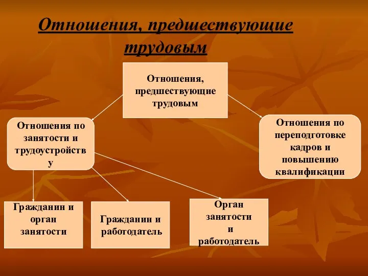 Отношения, предшествующие трудовым Отношения, предшествующие трудовым Отношения по занятости и трудоустройству