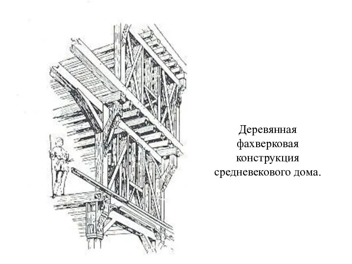 Деревянная фахверковая конструкция средневекового дома.