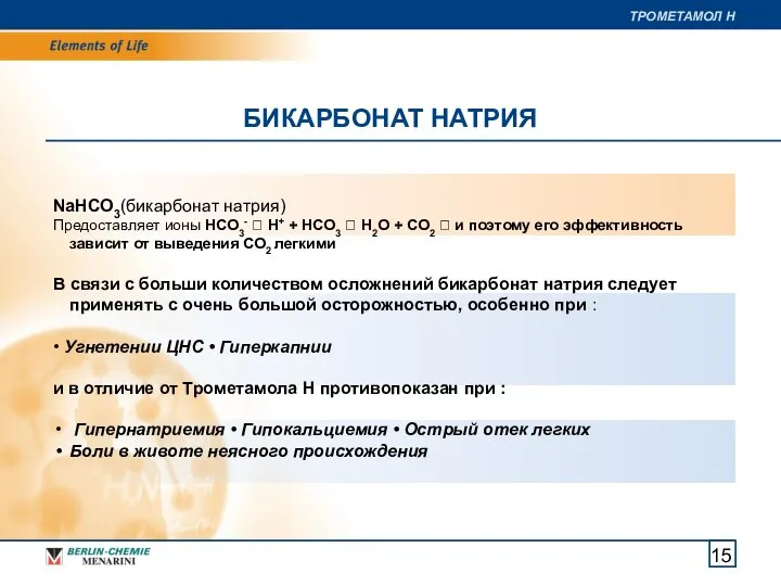 БИКАРБОНАТ НАТРИЯ NaHCO3(бикарбонат натрия) Предоставляет ионы HCO3- ⭢ H+ + HCO3