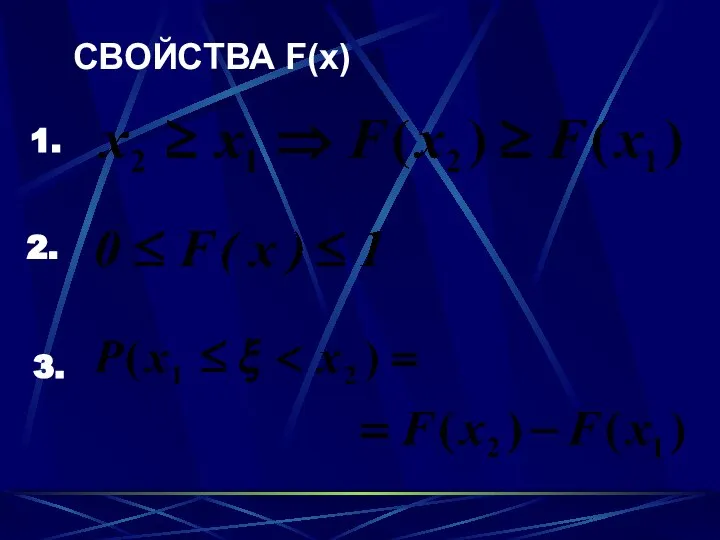 СВОЙСТВА F(x) 1. 2. 3.