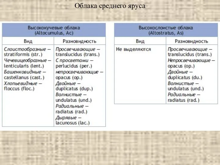 Облака среднего яруса