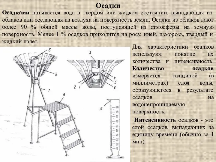 Осадки Осадками называется вода в твердом или жидком состоянии, выпадающая из