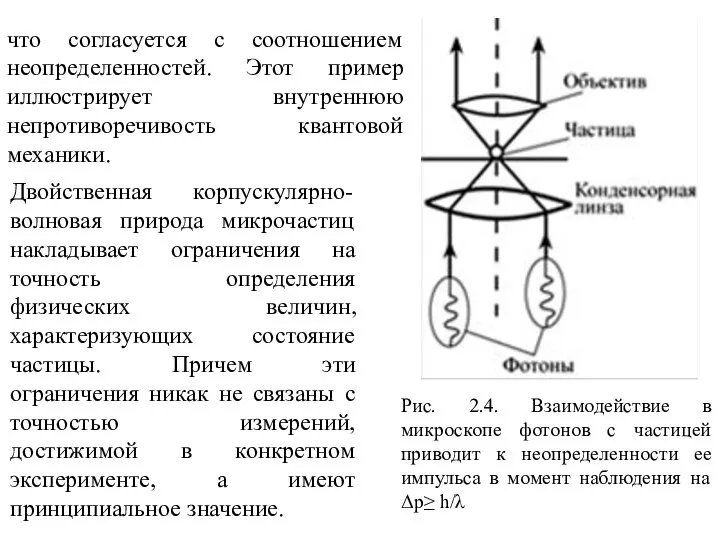 что согласуется с соотношением неопределенностей. Этот пример иллюстрирует внутреннюю непротиворечивость квантовой