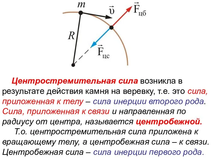 Центростремительная сила возникла в результате действия камня на веревку, т.е. это