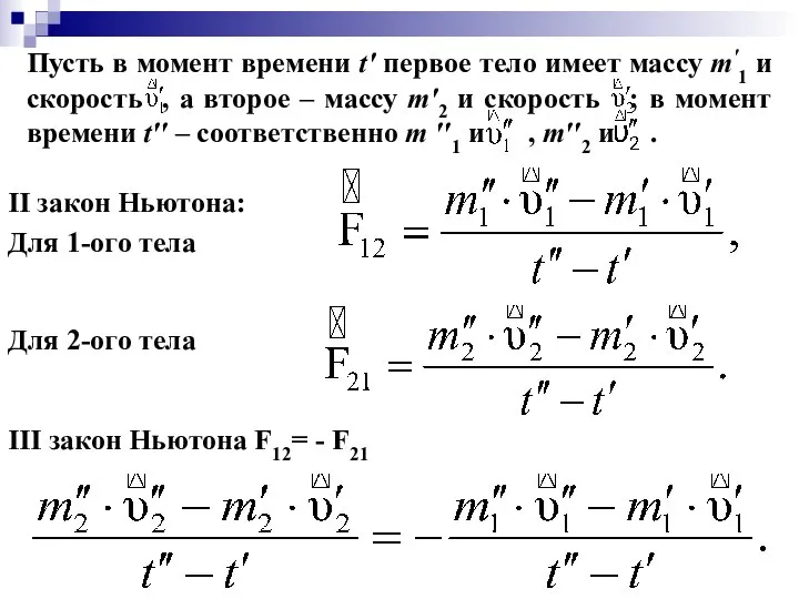 III закон Ньютона F12= - F21