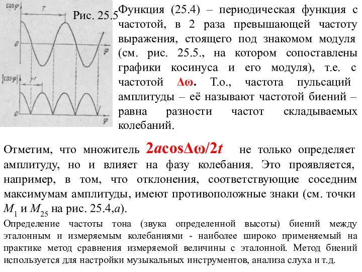 Функция (25.4) – периодическая функция с частотой, в 2 раза превышающей