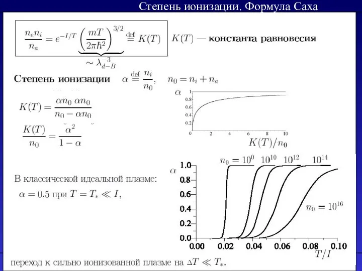 Литература Степень ионизации. Формула Саха