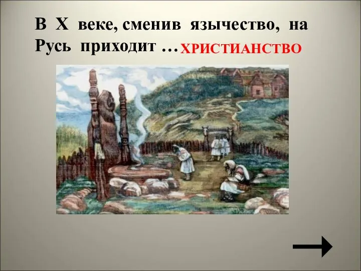 В X веке, сменив язычество, на Русь приходит … ХРИСТИАНСТВО Георгиевский