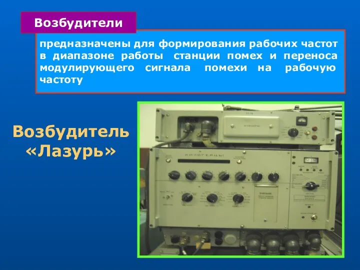 предназначены для формирования рабочих частот в диапазоне работы станции помех и