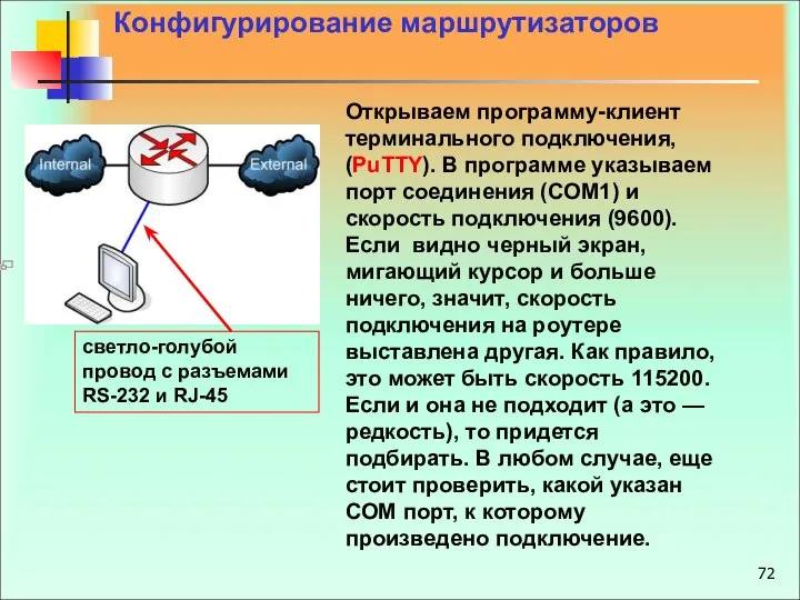 Открываем программу-клиент терминального подключения, (PuTTY). В программе указываем порт соединения (COM1)