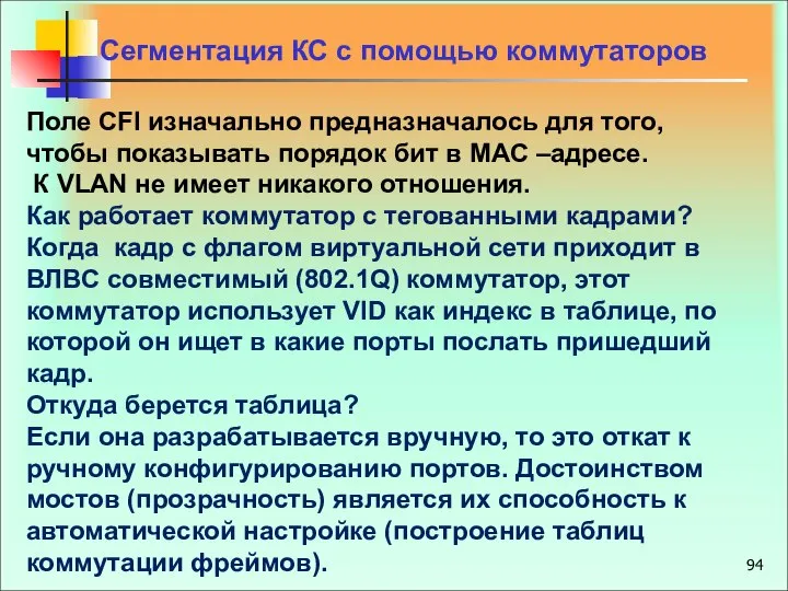 Поле CFI изначально предназначалось для того, чтобы показывать порядок бит в