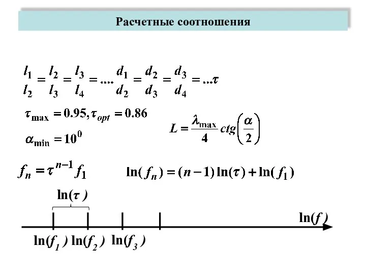 Расчетные соотношения ln(f ) ln(f1 ) ln(f2 ) ln(f3 ) ln(τ )