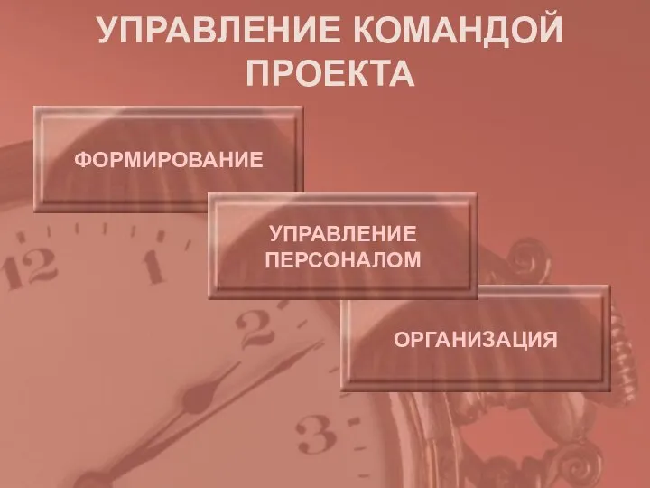 УПРАВЛЕНИЕ КОМАНДОЙ ПРОЕКТА ФОРМИРОВАНИЕ ОРГАНИЗАЦИЯ УПРАВЛЕНИЕ ПЕРСОНАЛОМ