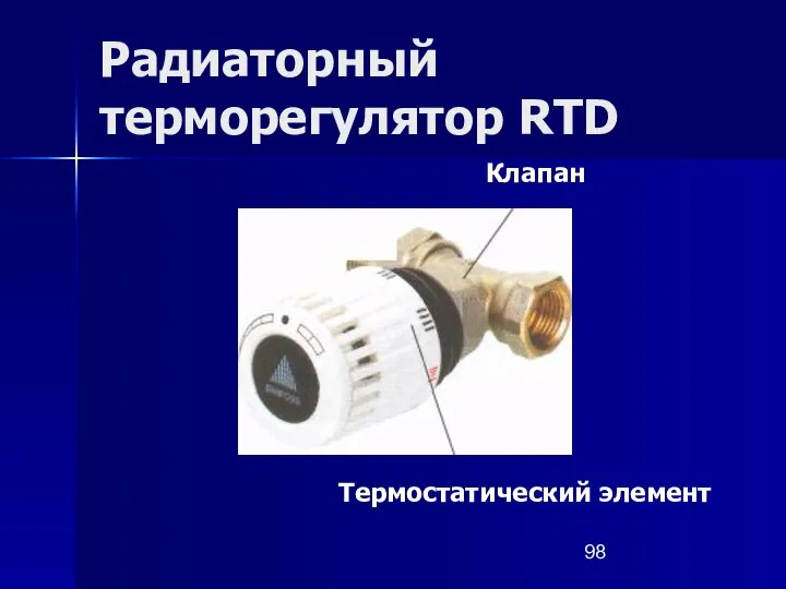 Радиаторный терморегулятор RTD Клапан Термостатический элемент