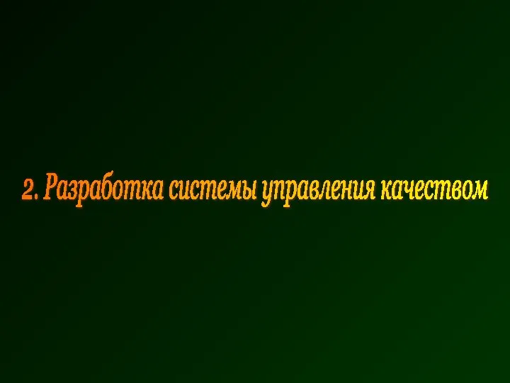 2. Разработка системы управления качеством