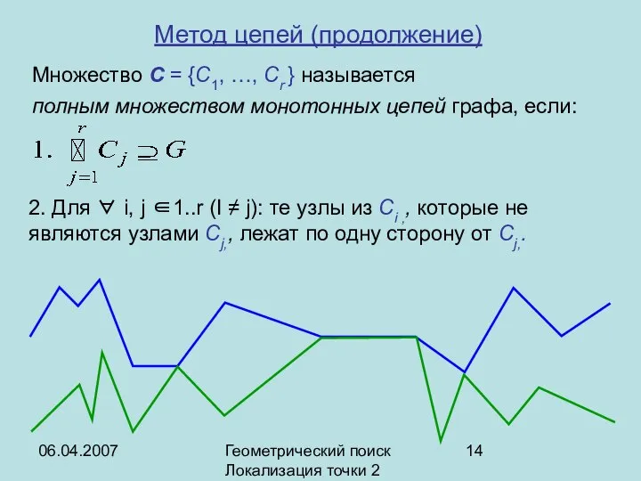 06.04.2007 Геометрический поиск Локализация точки 2 Множество C = {C1, …,