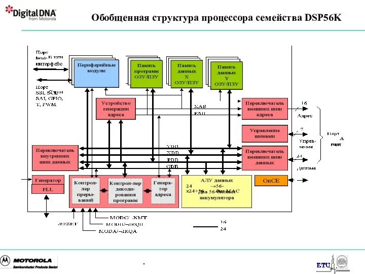 Обобщенная структура процессора семейства DSP56K .