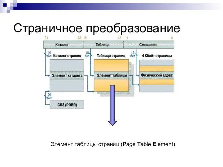 Страничное преобразование Элемент таблицы страниц (Page Table Element)