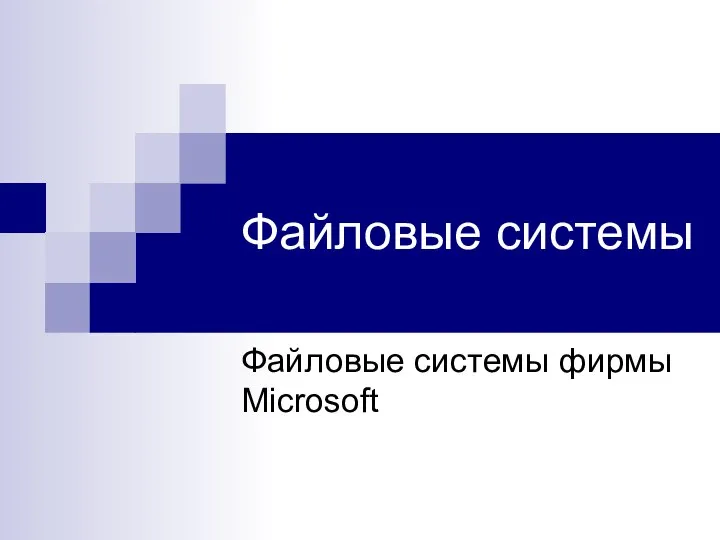 Файловые системы Файловые системы фирмы Microsoft