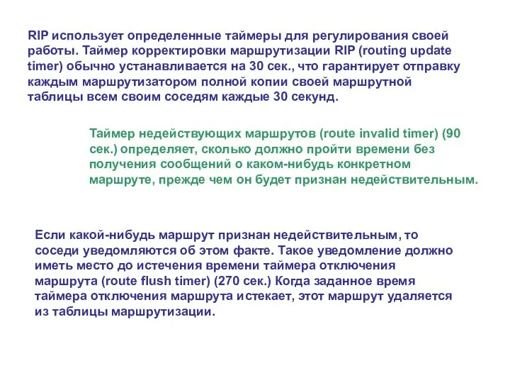 Если какой-нибудь маршрут признан недействительным, то соседи уведомляются об этом факте.