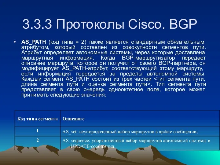 3.3.3 Протоколы Cisco. BGP AS_PATH (код типа = 2) также является