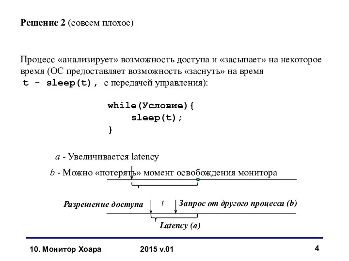 10. Монитор Хоара 2015 v.01 Решение 2 (совсем плохое) Процесс «анализирует»