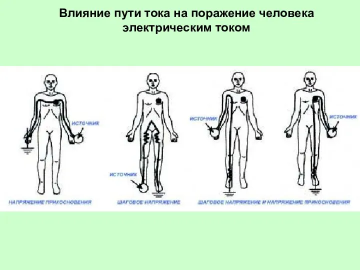 Влияние пути тока на поражение человека электрическим током