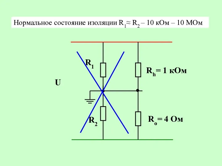 U R1 R2 Rh= 1 кОм Rо= 4 Ом Нормальное состояние