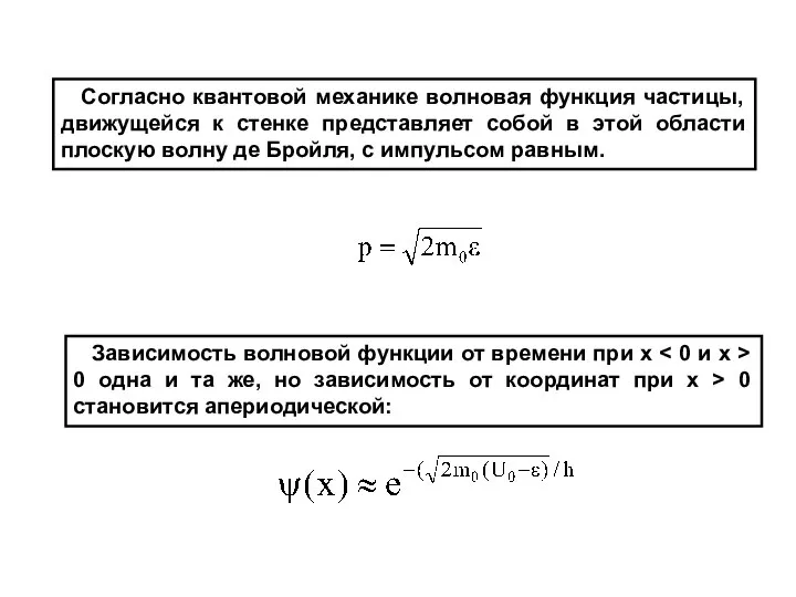 Согласно квантовой механике волновая функция частицы, движущейся к стенке представляет собой